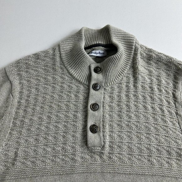 Tommy Bahama Sorrento Beach Button Mock Sweater Mens Size XL Beige Cable Knit - Picture 3 of 8